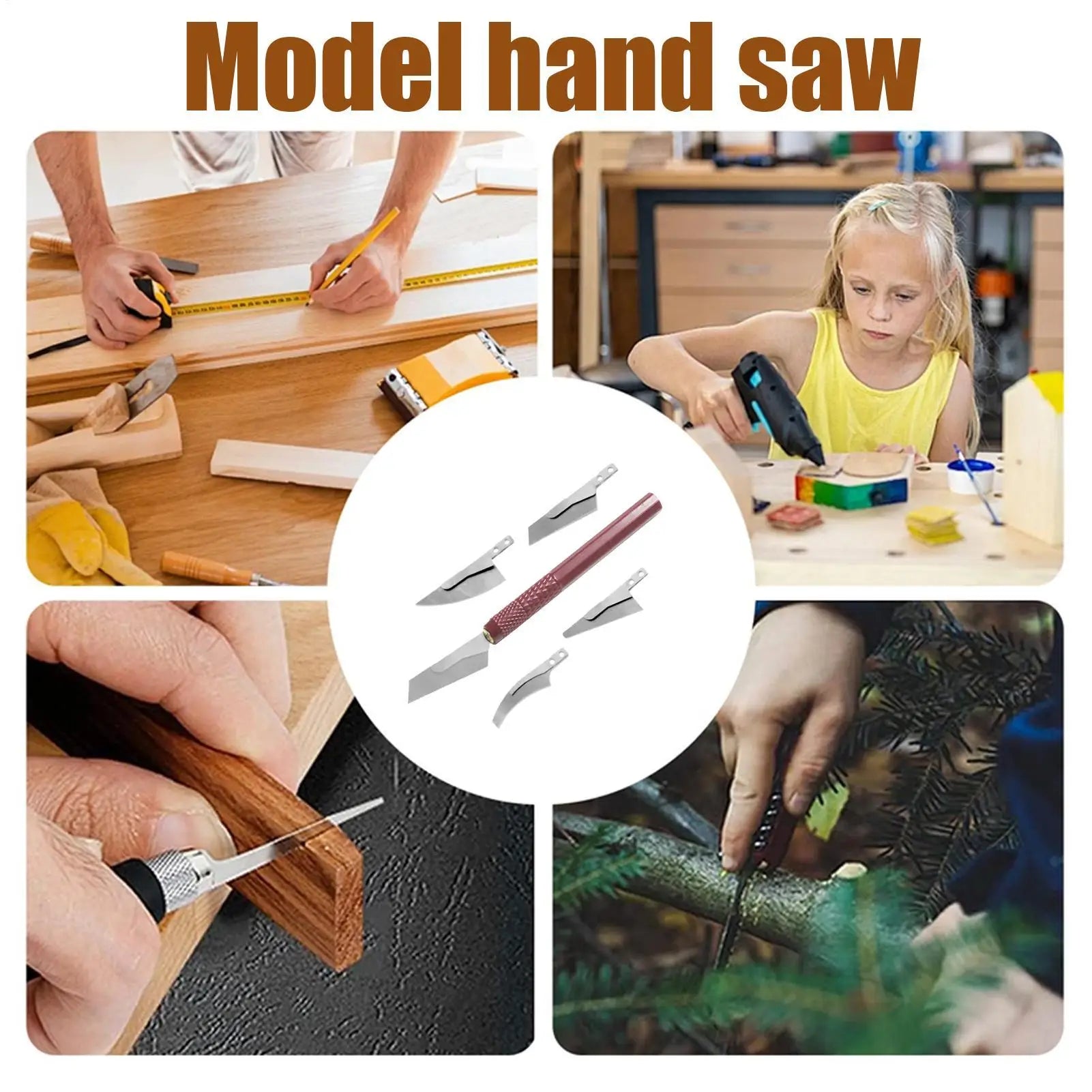 Model Craft Hand Saw Tool Kit with 4 Cutters Precision Hobby Saw for Handcrafted Woodworking Mini Hacksaw for DIY Modeling