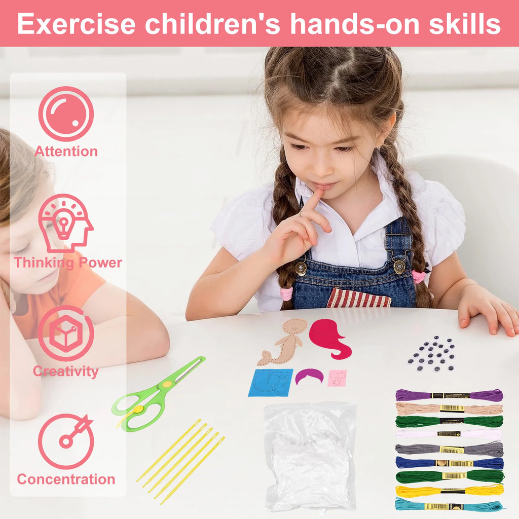 Sewing Crafts Kits Forest Creatures DIY Sewing Felt Plush Animals for Beginner Kids Educational Art Supplies Toy Craft Kit