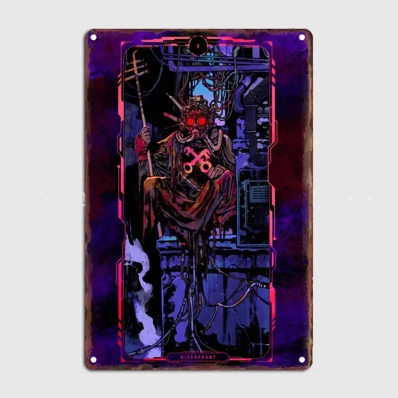 Tarot Cards Retro Vintage Metal Sign Decoration Wall Decor Cyberpunk Poster Bar Restaurant Cafe Game Room Garage Decoration H