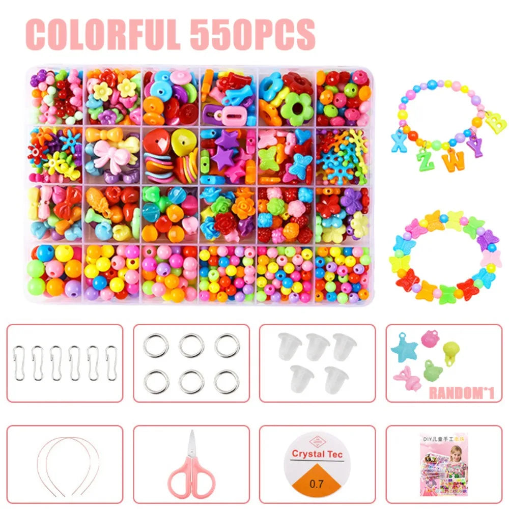 Arts Crafts DIY Handmade Beaded Kit Toy Jewelry Set Handmade Kit for Make Bracelets Beads Toys DIY Toy Kawaii