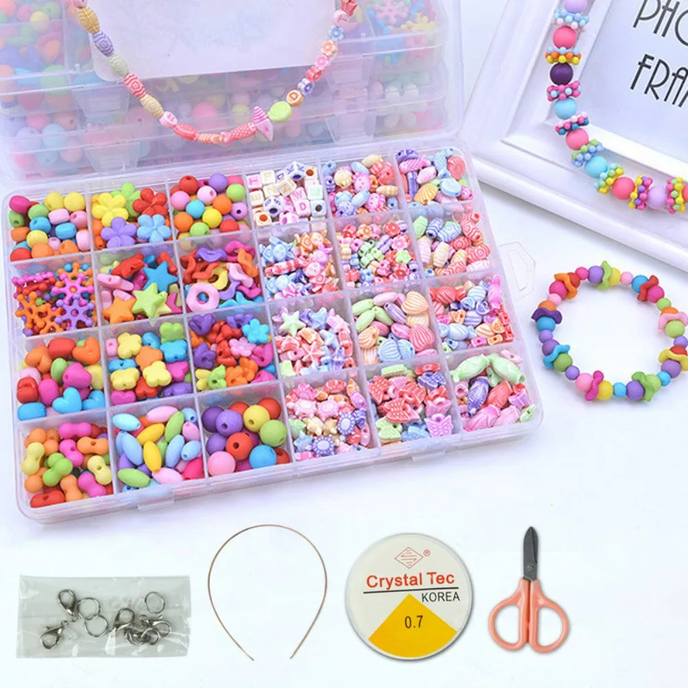 Arts Crafts DIY Handmade Beaded Kit Toy Jewelry Set Handmade Kit for Make Bracelets Beads Toys DIY Toy Kawaii