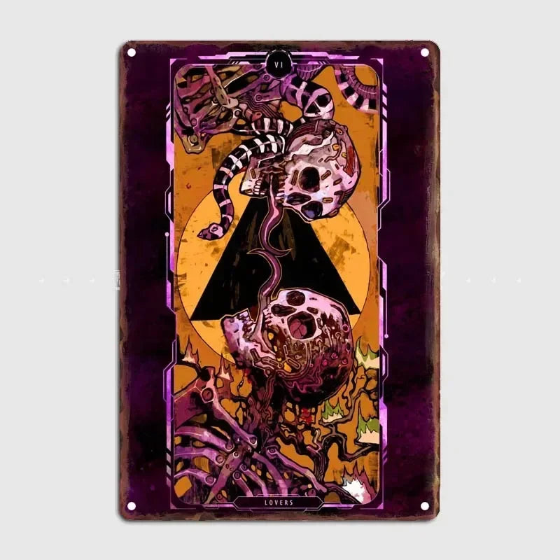 Tarot Cards Retro Vintage Metal Sign Decoration Wall Decor Cyberpunk Poster Bar Restaurant Cafe Game Room Garage Decoration H