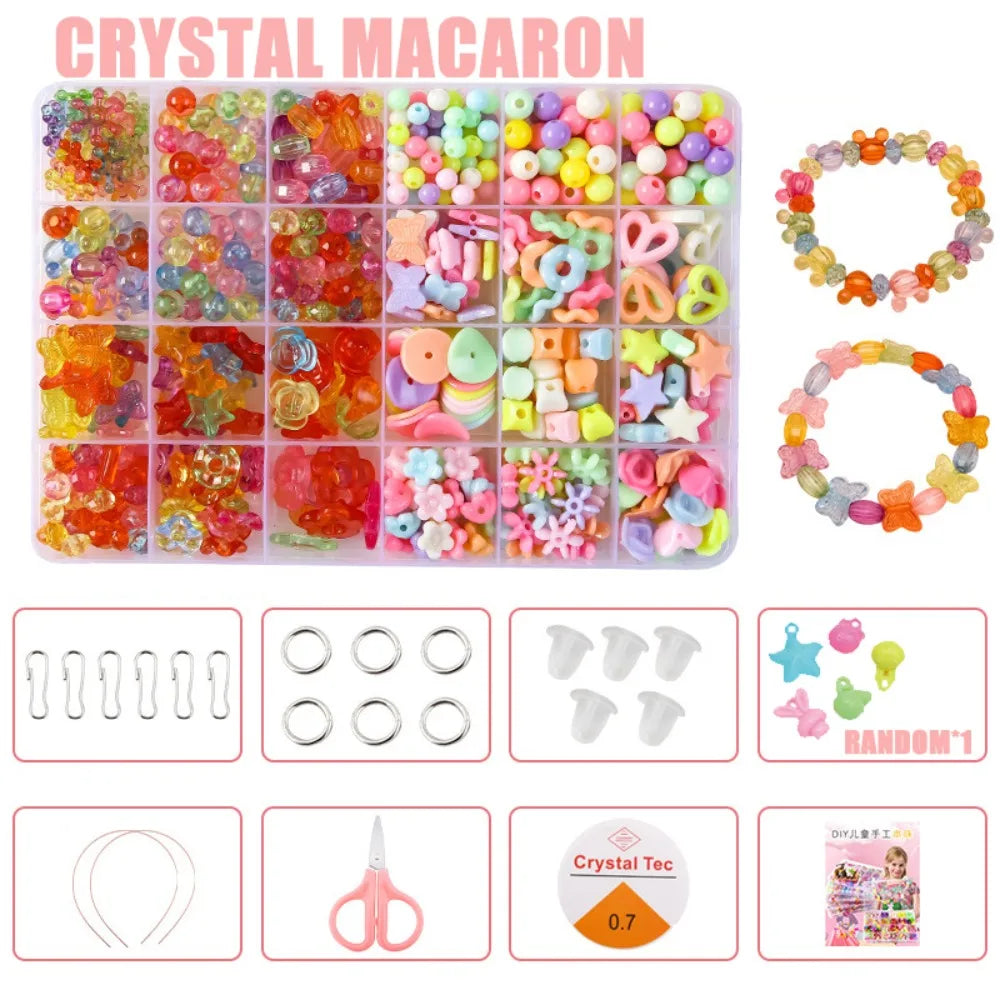 Arts Crafts DIY Handmade Beaded Kit Toy Jewelry Set Handmade Kit for Make Bracelets Beads Toys DIY Toy Kawaii