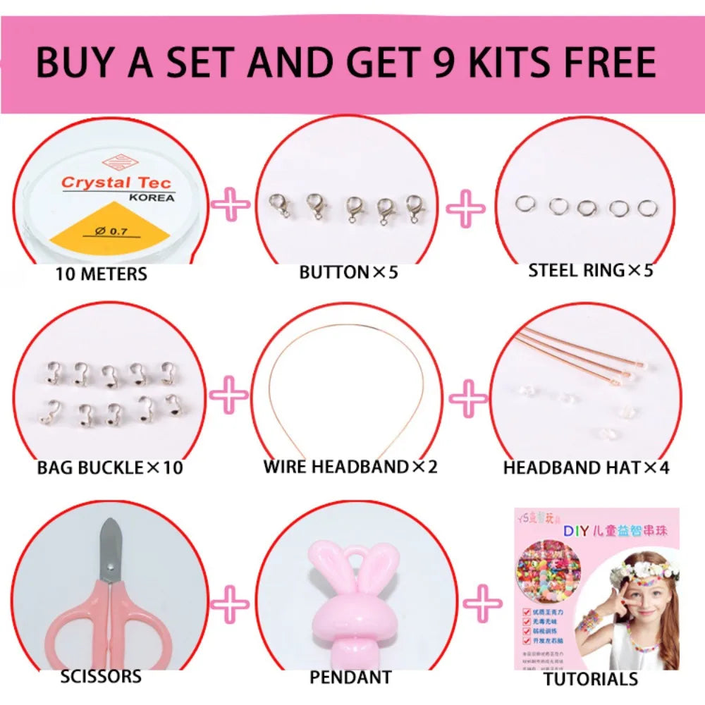 Arts Crafts DIY Handmade Beaded Kit Toy Jewelry Set Handmade Kit for Make Bracelets Beads Toys DIY Toy Kawaii