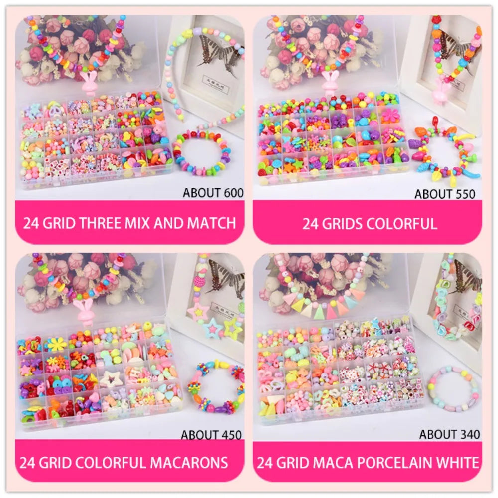 Arts Crafts DIY Handmade Beaded Kit Toy Jewelry Set Handmade Kit for Make Bracelets Beads Toys DIY Toy Kawaii