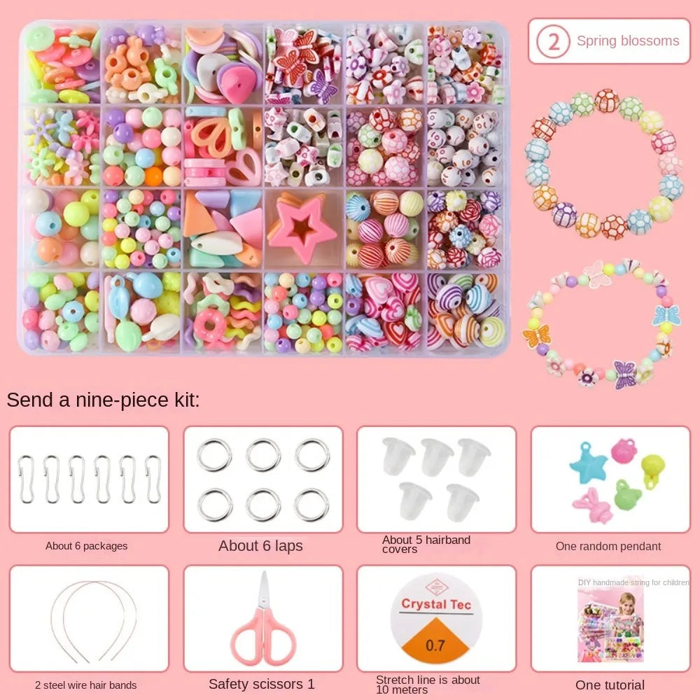 Arts Crafts DIY Handmade Beaded Kit Toy Jewelry Set Handmade Kit for Make Bracelets Beads Toys DIY Toy Kawaii