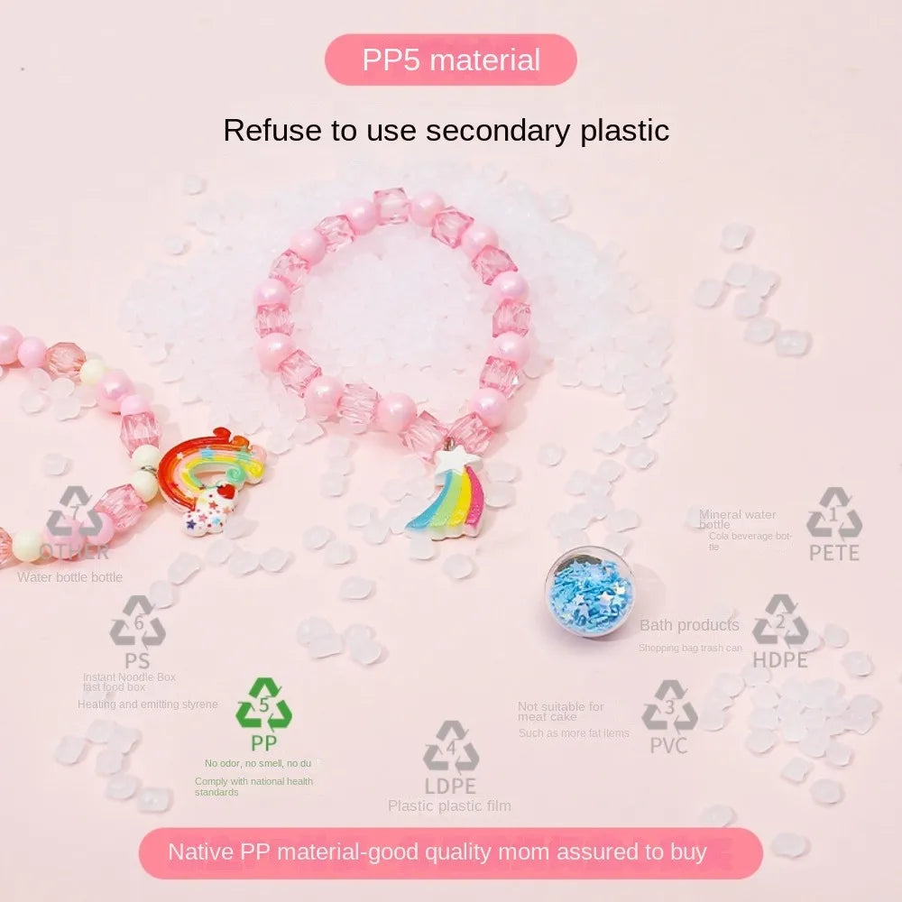 Arts Crafts DIY Handmade Beaded Kit Toy Jewelry Set Handmade Kit for Make Bracelets Beads Toys DIY Toy Kawaii
