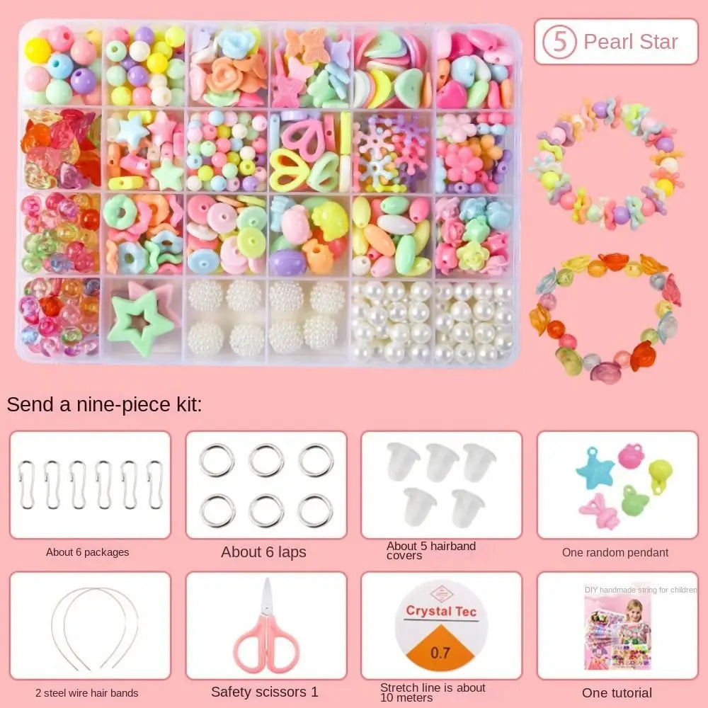 Arts Crafts DIY Handmade Beaded Kit Toy Jewelry Set Handmade Kit for Make Bracelets Beads Toys DIY Toy Kawaii