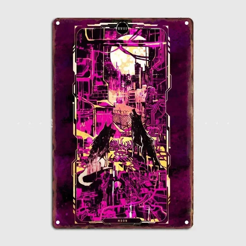 Tarot Cards Retro Vintage Metal Sign Decoration Wall Decor Cyberpunk Poster Bar Restaurant Cafe Game Room Garage Decoration H