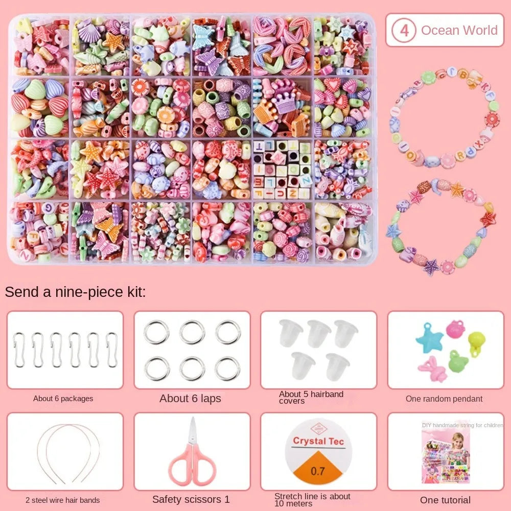 Arts Crafts DIY Handmade Beaded Kit Toy Jewelry Set Handmade Kit for Make Bracelets Beads Toys DIY Toy Kawaii