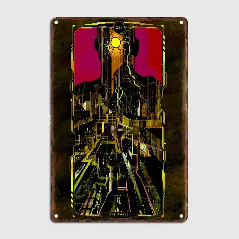 Tarot Cards Retro Vintage Metal Sign Decoration Wall Decor Cyberpunk Poster Bar Restaurant Cafe Game Room Garage Decoration H