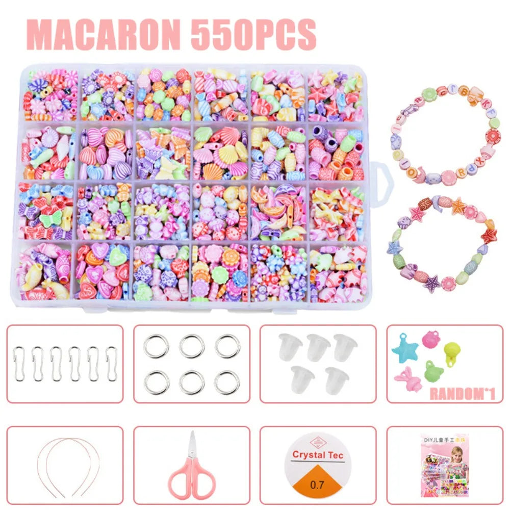Arts Crafts DIY Handmade Beaded Kit Toy Jewelry Set Handmade Kit for Make Bracelets Beads Toys DIY Toy Kawaii
