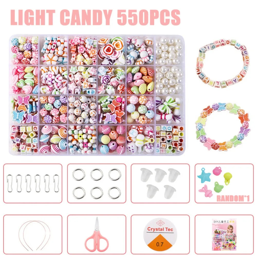 Arts Crafts DIY Handmade Beaded Kit Toy Jewelry Set Handmade Kit for Make Bracelets Beads Toys DIY Toy Kawaii