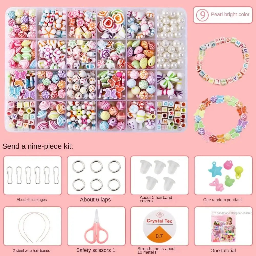 Arts Crafts DIY Handmade Beaded Kit Toy Jewelry Set Handmade Kit for Make Bracelets Beads Toys DIY Toy Kawaii