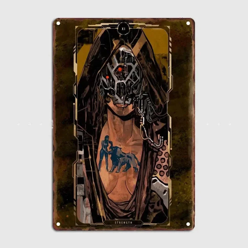 Tarot Cards Retro Vintage Metal Sign Decoration Wall Decor Cyberpunk Poster Bar Restaurant Cafe Game Room Garage Decoration H