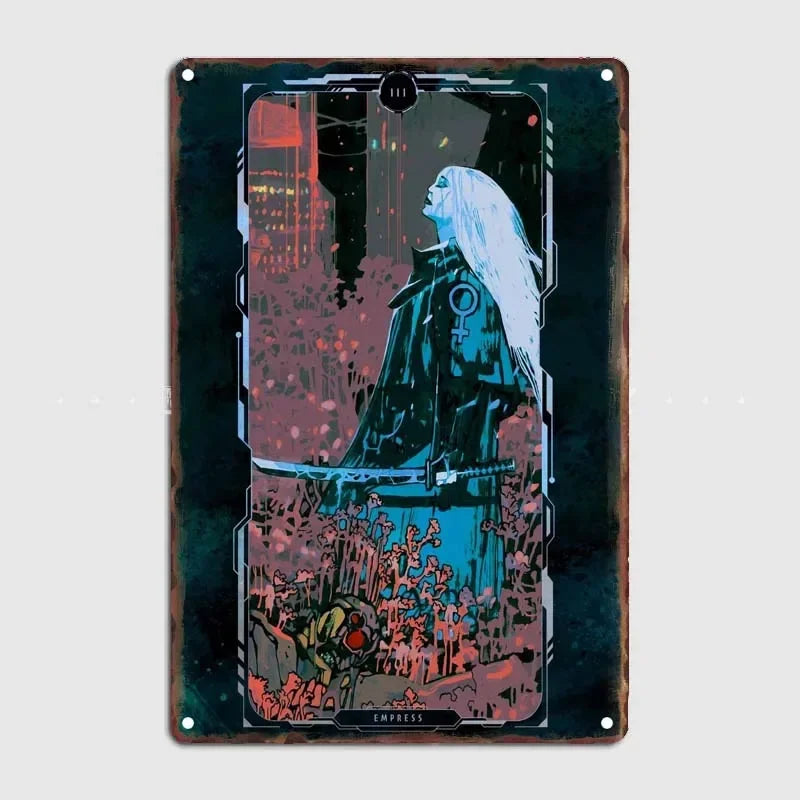 Tarot Cards Retro Vintage Metal Sign Decoration Wall Decor Cyberpunk Poster Bar Restaurant Cafe Game Room Garage Decoration H