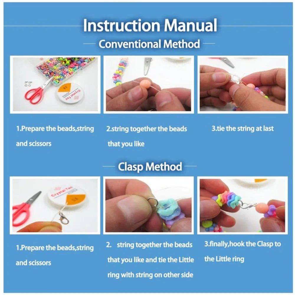 Arts Crafts DIY Handmade Beaded Kit Toy Jewelry Set Handmade Kit for Make Bracelets Beads Toys DIY Toy Kawaii