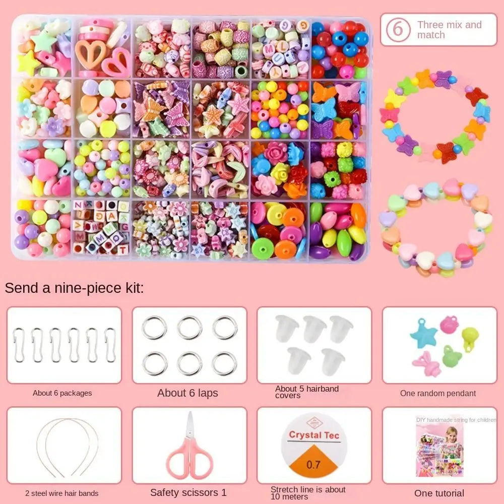 Arts Crafts DIY Handmade Beaded Kit Toy Jewelry Set Handmade Kit for Make Bracelets Beads Toys DIY Toy Kawaii