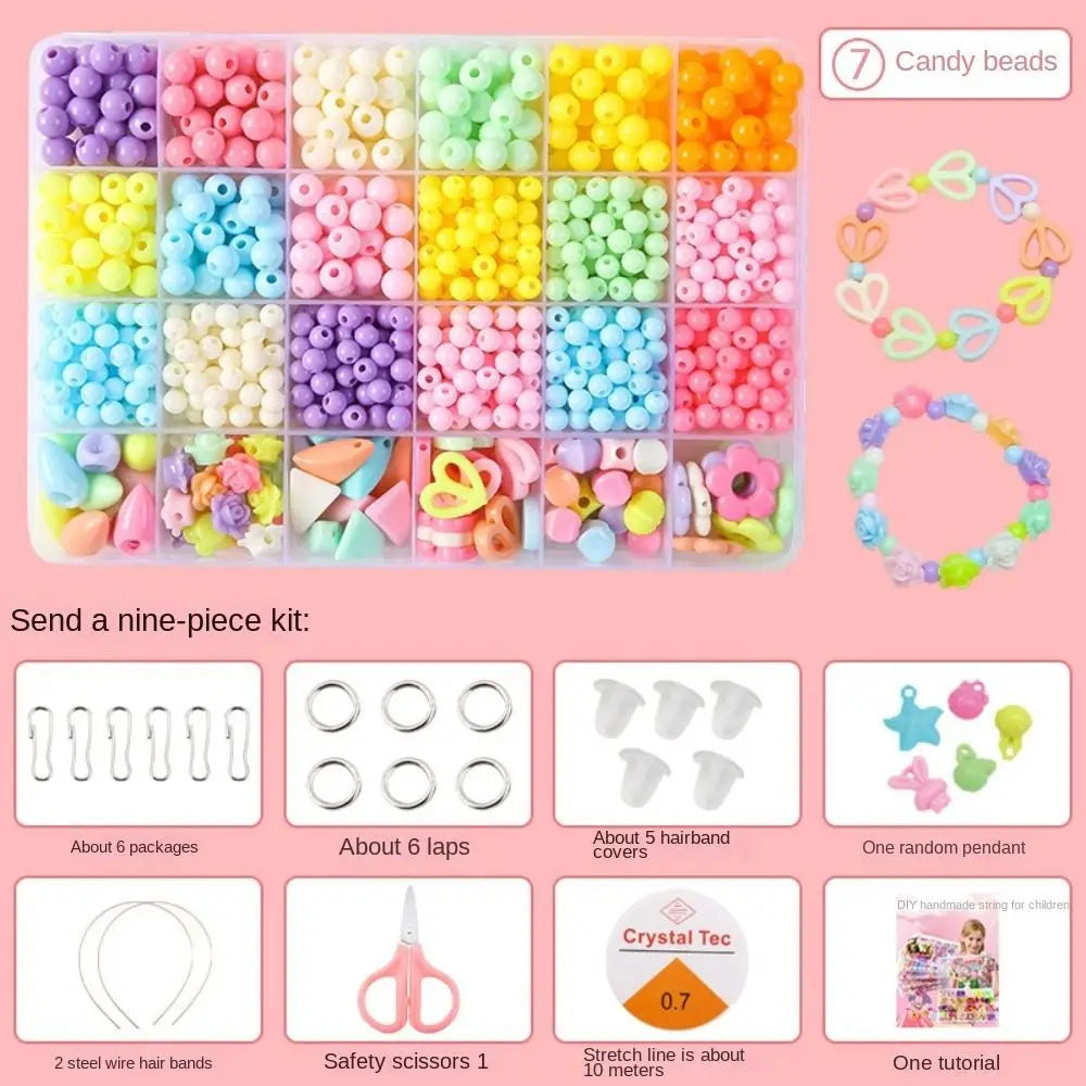 Arts Crafts DIY Handmade Beaded Kit Toy Jewelry Set Handmade Kit for Make Bracelets Beads Toys DIY Toy Kawaii