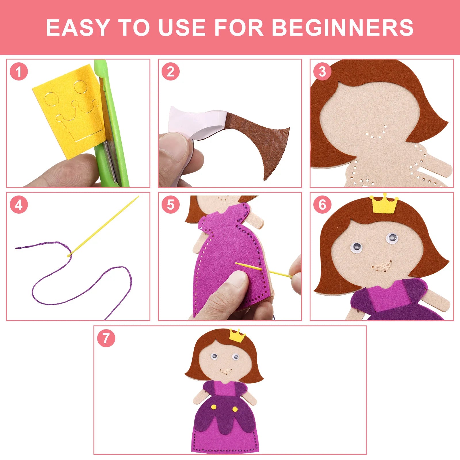 Sewing Crafts Kits Forest Creatures DIY Sewing Felt Plush Animals for Beginner Kids Educational Art Supplies Toy Craft Kit