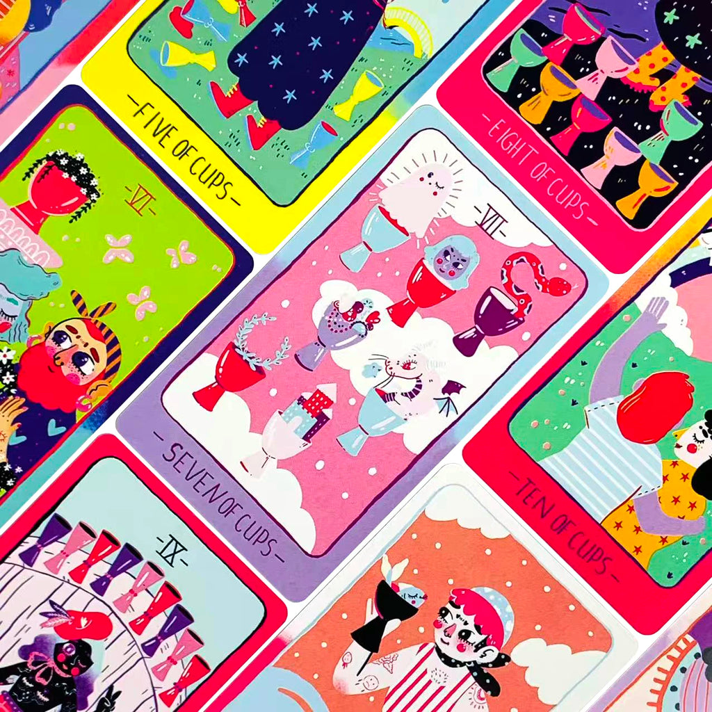 NEW Tarot Cards 78 Pcs Cards Imbued With The Soothing Tones Of A Pink and Sky-Blue Color Palette Game Cards Family Gathering Gam