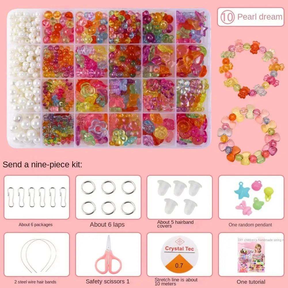 Arts Crafts DIY Handmade Beaded Kit Toy Jewelry Set Handmade Kit for Make Bracelets Beads Toys DIY Toy Kawaii