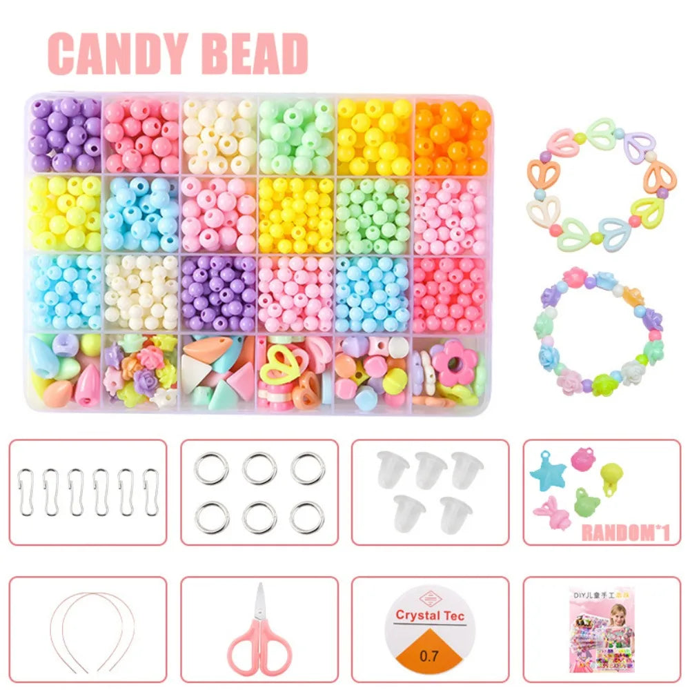 Arts Crafts DIY Handmade Beaded Kit Toy Jewelry Set Handmade Kit for Make Bracelets Beads Toys DIY Toy Kawaii
