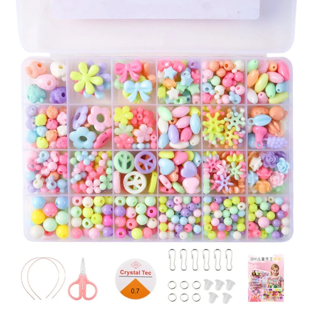 Arts Crafts DIY Handmade Beaded Kit Toy Jewelry Set Handmade Kit for Make Bracelets Beads Toys DIY Toy Kawaii