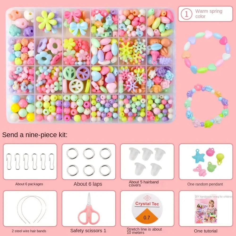 Arts Crafts DIY Handmade Beaded Kit Toy Jewelry Set Handmade Kit for Make Bracelets Beads Toys DIY Toy Kawaii
