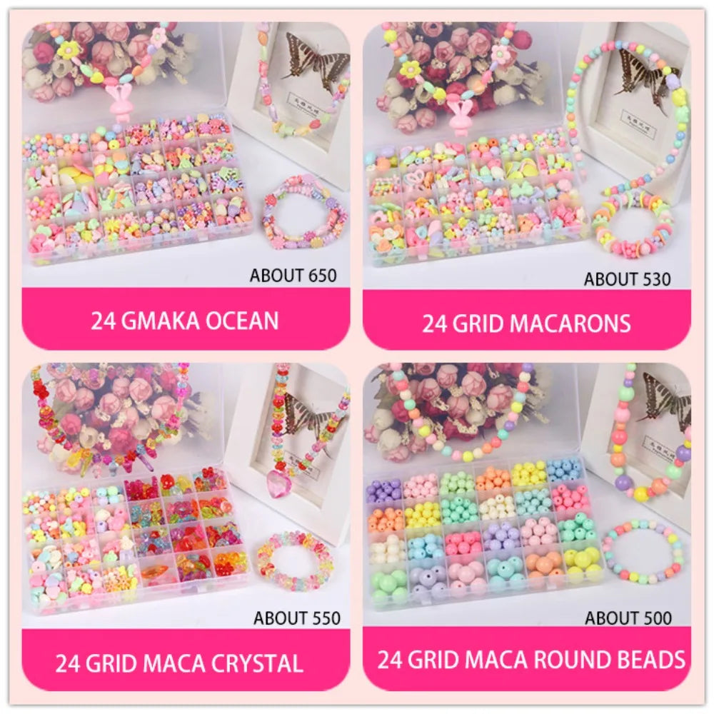 Arts Crafts DIY Handmade Beaded Kit Toy Jewelry Set Handmade Kit for Make Bracelets Beads Toys DIY Toy Kawaii