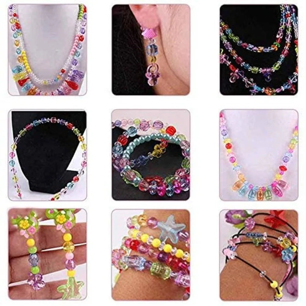 Arts Crafts DIY Handmade Beaded Kit Toy Jewelry Set Handmade Kit for Make Bracelets Beads Toys DIY Toy Kawaii