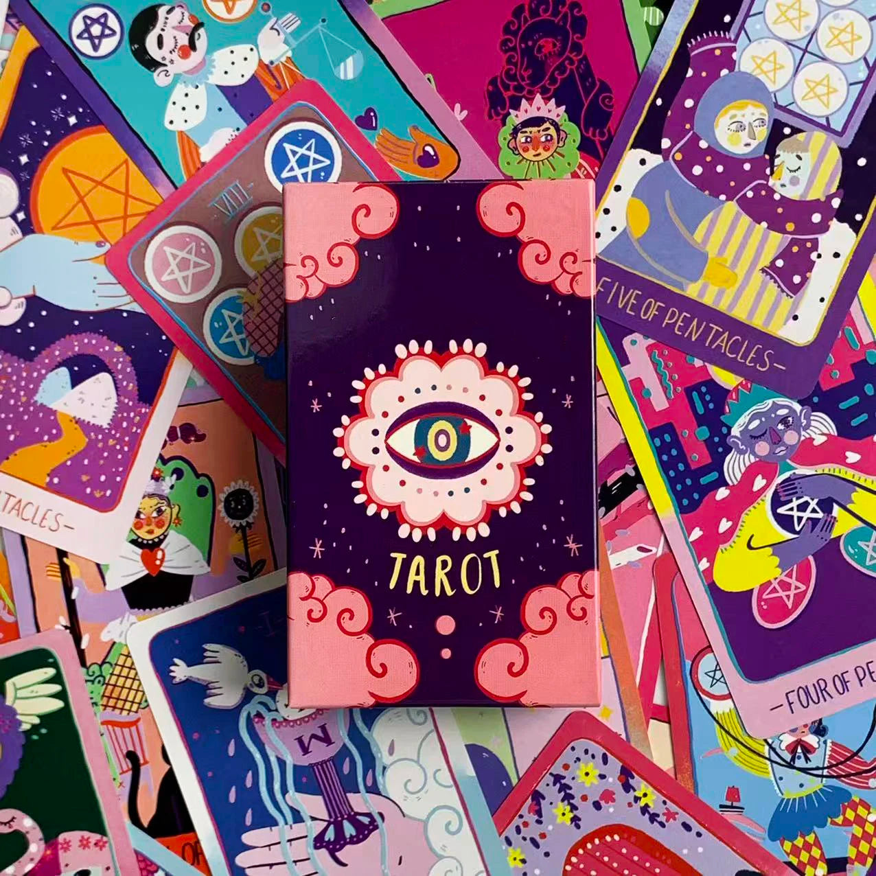 NEW Tarot Cards 78 Pcs Cards Imbued With The Soothing Tones Of A Pink and Sky-Blue Color Palette Game Cards Family Gathering Gam