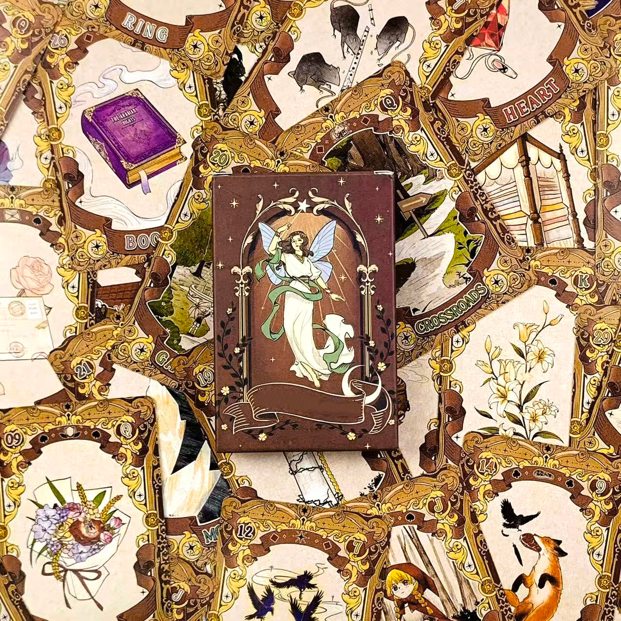 Cards Game 42 Pcs Beautifully Art Designed Board Games and Tarot Reading,Family Party Playing Games Halloween and Christmas Gift