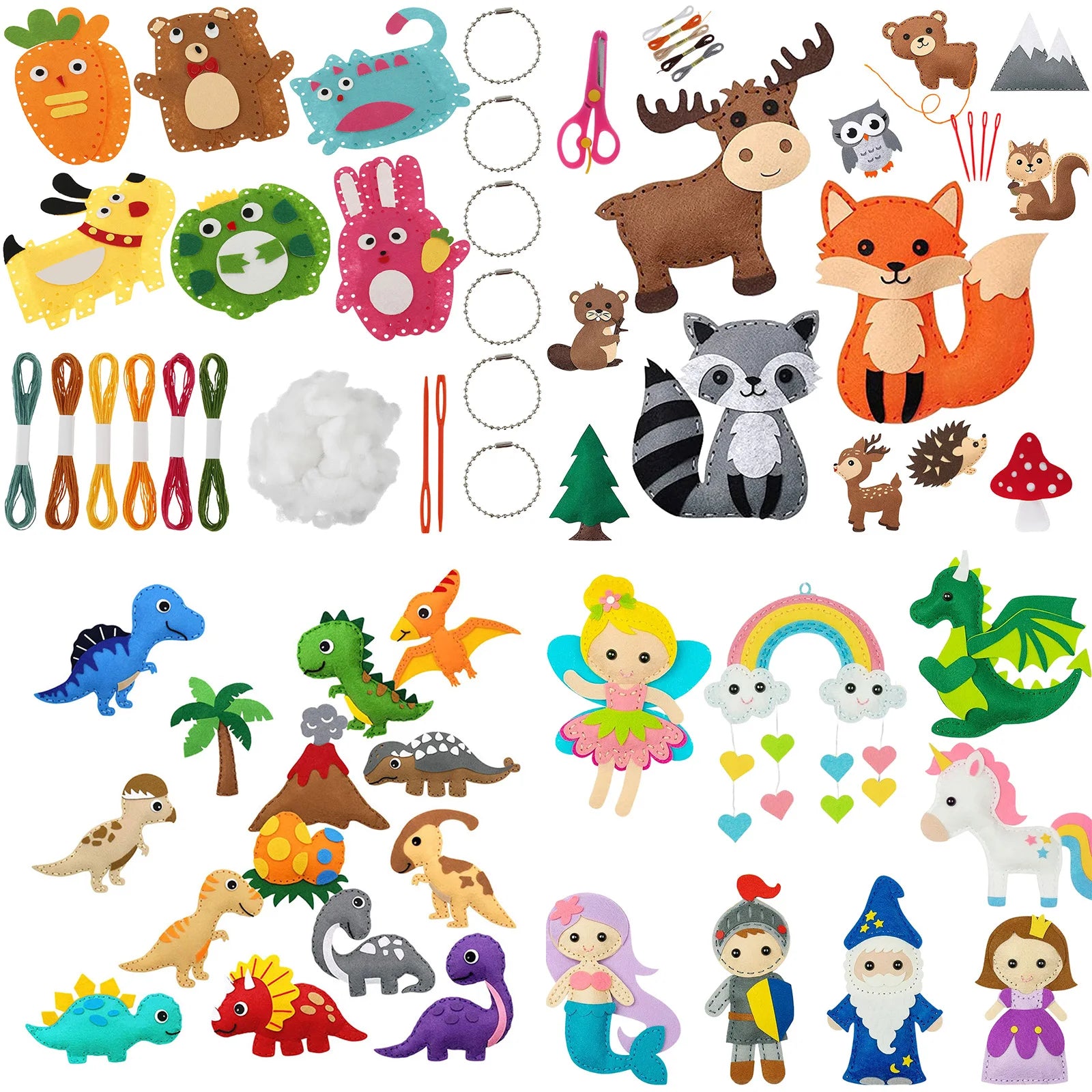 Sewing Crafts Kits Forest Creatures DIY Sewing Felt Plush Animals for Beginner Kids Educational Art Supplies Toy Craft Kit