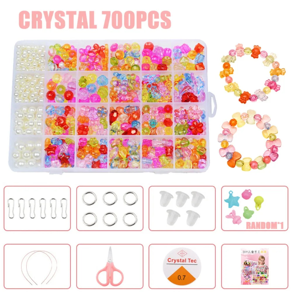 Arts Crafts DIY Handmade Beaded Kit Toy Jewelry Set Handmade Kit for Make Bracelets Beads Toys DIY Toy Kawaii
