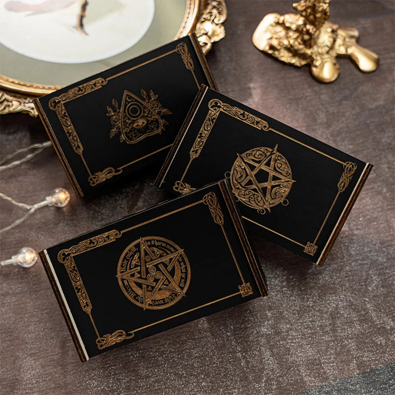 1PC Wooden Desktop Organizer Box Zodiac Lotus Slide Drawer Storage for Tarot Cards Gifts - Home Office Supply