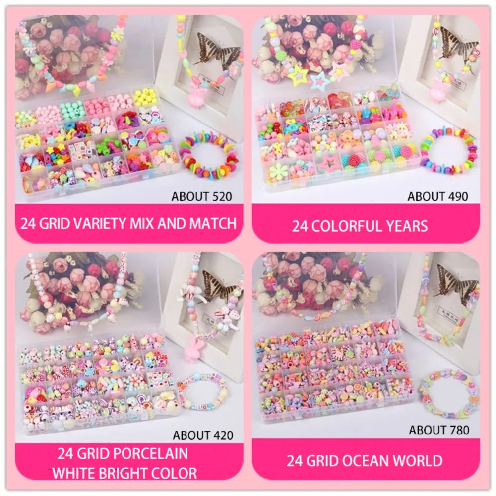 Arts Crafts DIY Handmade Beaded Kit Toy Jewelry Set Handmade Kit for Make Bracelets Beads Toys DIY Toy Kawaii
