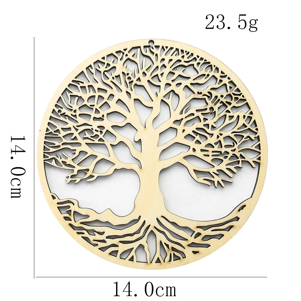 Craft Cup Mat Wood Tree of Life Wall Hanging Laser Wooden Art Sacred Ornament Yoga Meditation Jewelry Holder Pendant DIY Decor