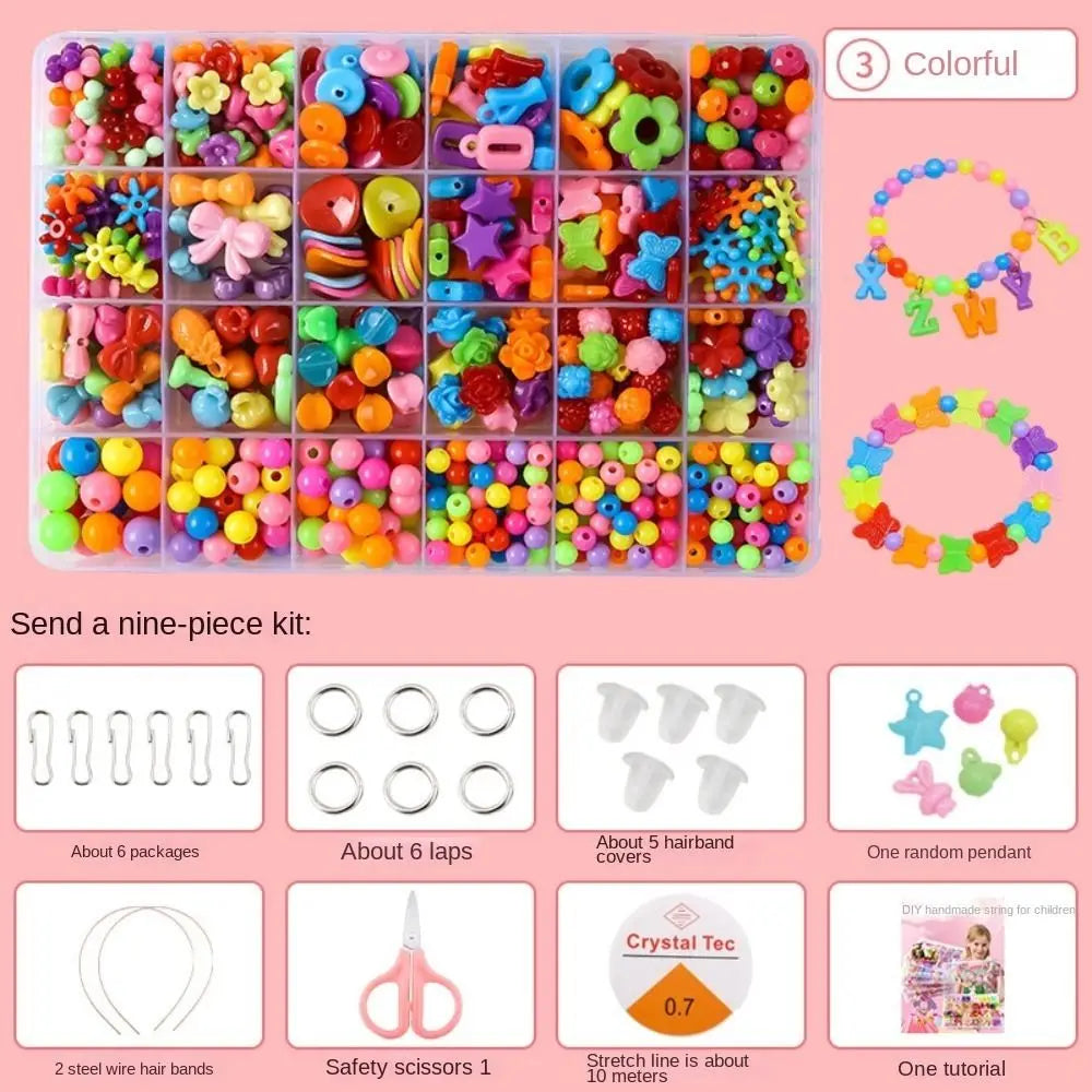 Arts Crafts DIY Handmade Beaded Kit Toy Jewelry Set Handmade Kit for Make Bracelets Beads Toys DIY Toy Kawaii