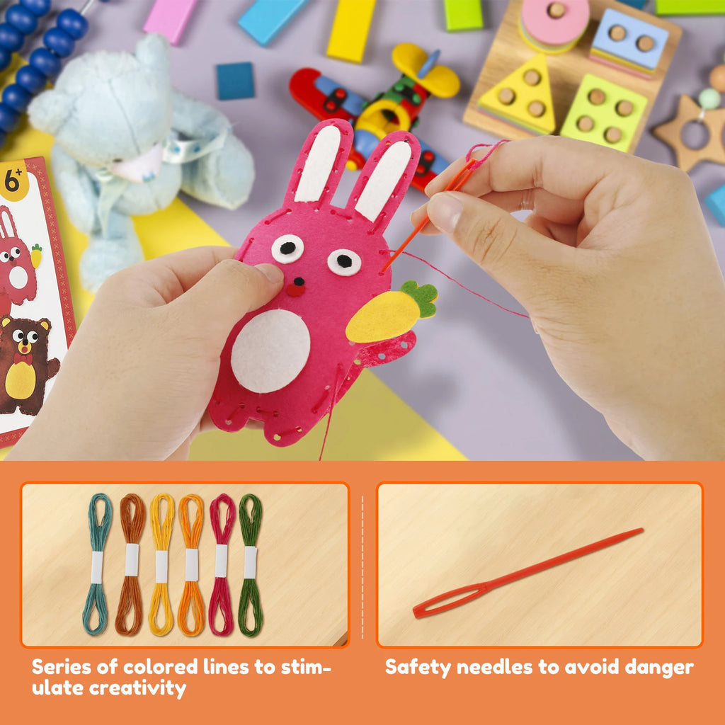 Sewing Crafts Kits Forest Creatures DIY Sewing Felt Plush Animals for Beginner Kids Educational Art Supplies Toy Craft Kit